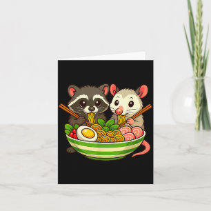 Raccoon And Ossum Eating Ramen Noodles  Card