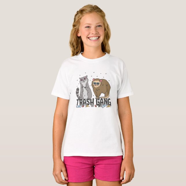 Raccoon and Possum Adorable Trash Gang T-Shirt (Front Full)