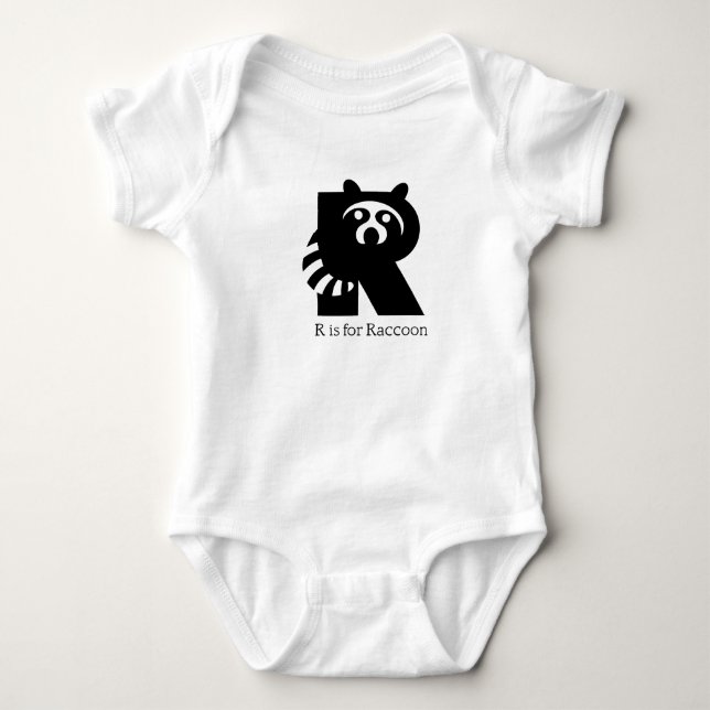 Raccoon Animal Alphabet Baby Bodysuit (Front)