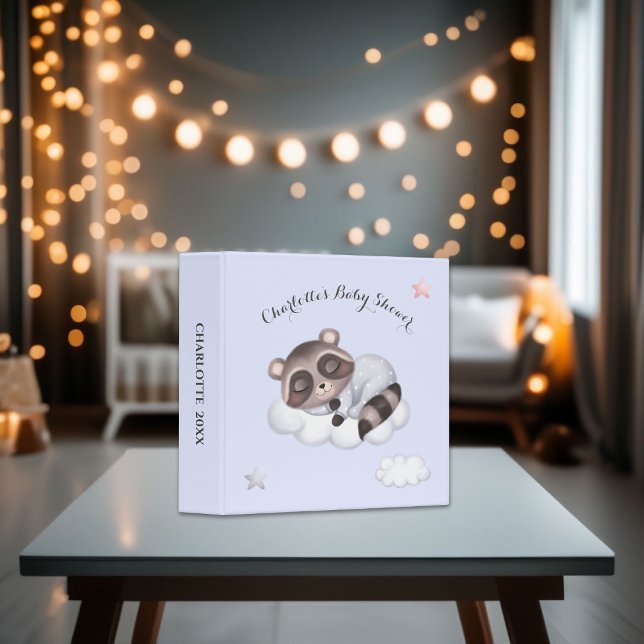 Raccoon Animal Gender Neutral Baby Shower Album 3 Ring Binder (Neutral Baby Shower Photo Album!)