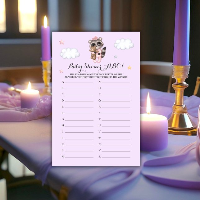 Raccoon Animal Girl Baby Shower Game ABC (Gentle Raccoon Animal Girl Baby Shower Game ABC)