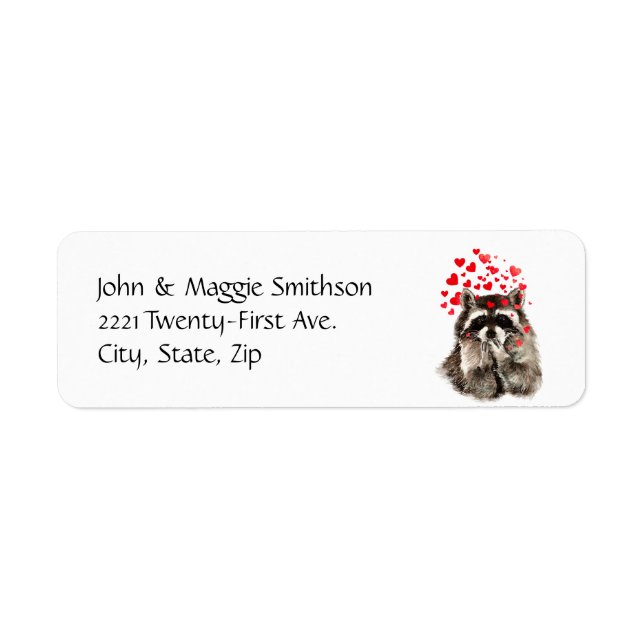 Raccoon Animal Hugs and Kisses fom Funny Raccoon Label (Front)