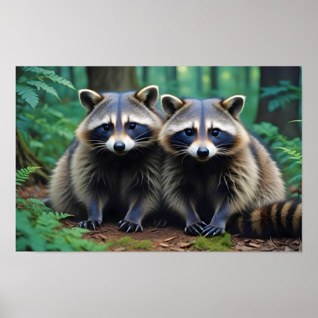 Raccoon Animal Nature Wildlife Affection Caring Poster (Front)