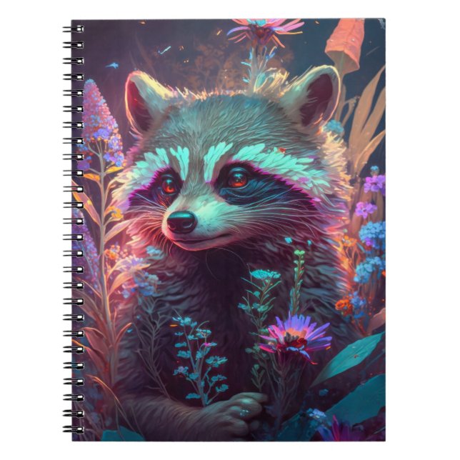 Raccoon Animal Portrait Painting Wildlife Outdoors Notebook (Front)