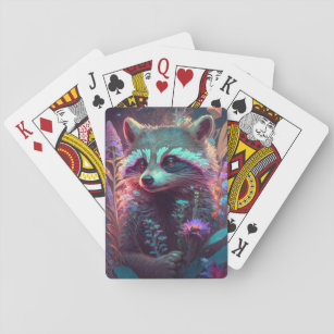 Raccoon Animal Portrait Painting Wildlife Outdoors Playing Cards