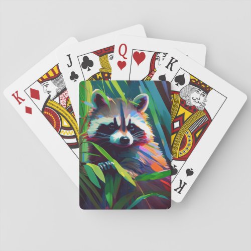 Raccoon Animal Portrait Painting Wildlife Outdoors Poker Cards