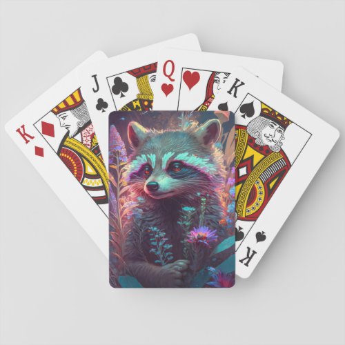 Raccoon Animal Portrait Painting Wildlife Outdoors Poker Cards