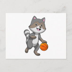Raccoon as Basketball player with Basketball Postcard
