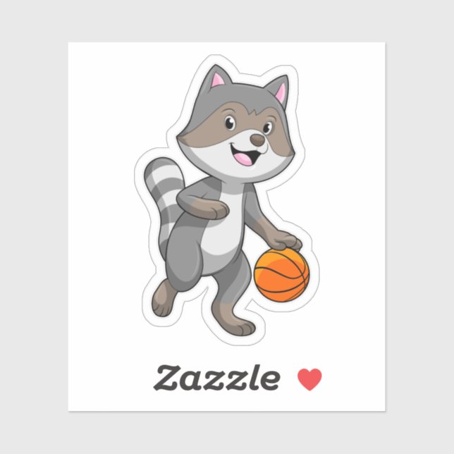 Raccoon as Basketball player with Basketball Sticker (Sheet)