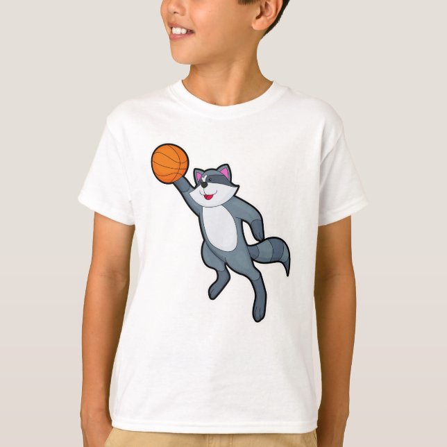 Raccoon as Basketball player with Basketball T-Shirt (Front)