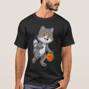 Raccoon as Basketball player with Basketball T-Shirt