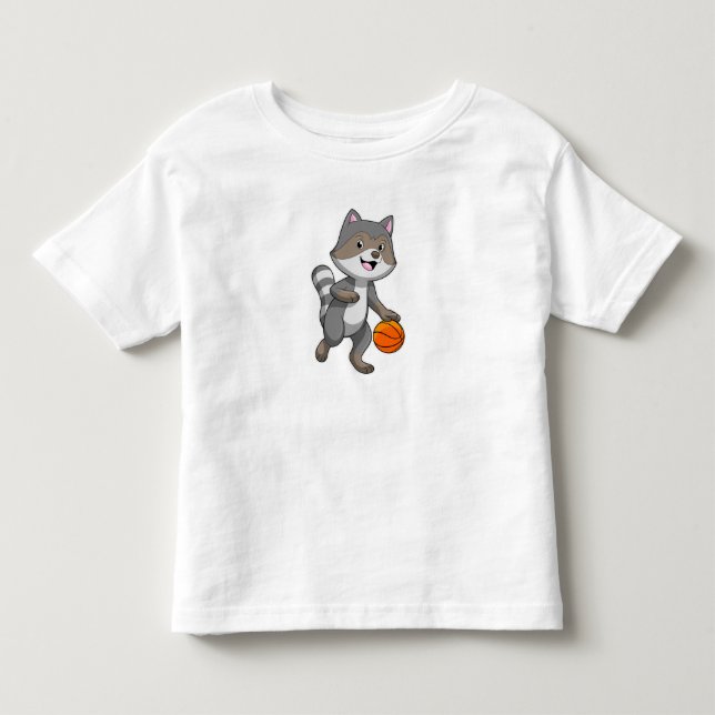 Raccoon as Basketball player with Basketball Toddler T-shirt (Front)