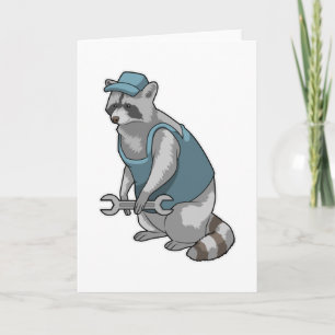 Raccoon as Craftsman with Wrench Card