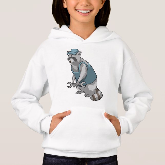 Raccoon as Craftsman with Wrench Hoodie (Front)
