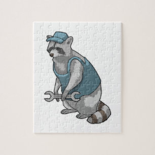 Raccoon as Craftsman with Wrench Jigsaw Puzzle