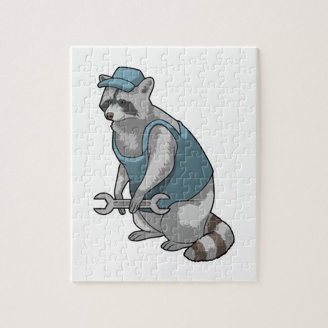 Raccoon as Craftsman with Wrench Jigsaw Puzzle (Vertical)