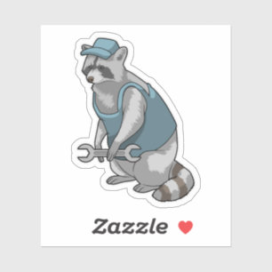 Raccoon as Craftsman with Wrench Sticker