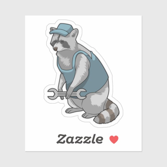 Raccoon as Craftsman with Wrench Sticker (Sheet)