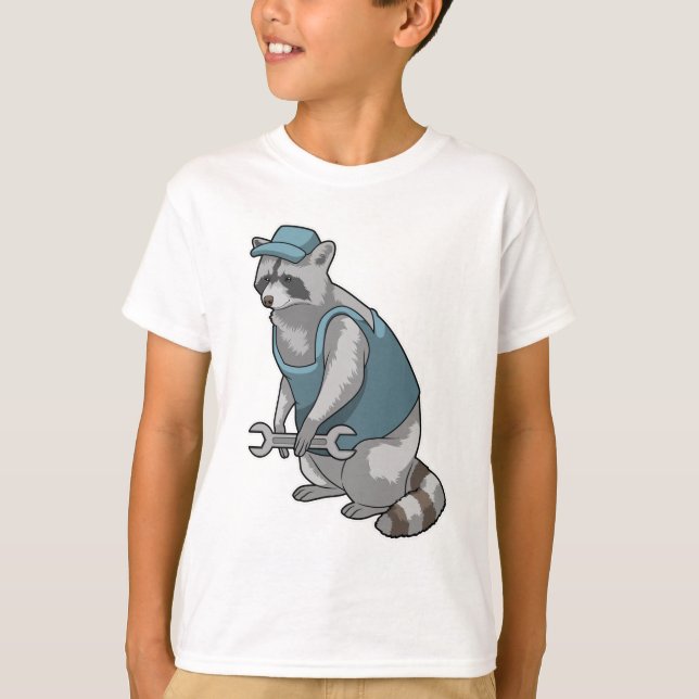 Raccoon as Craftsman with Wrench T-Shirt (Front)