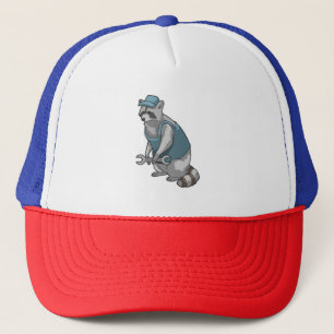 Raccoon as Craftsman with Wrench Trucker Hat