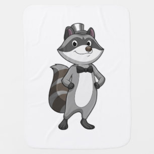 Raccoon as Groom with Tie Baby Blanket