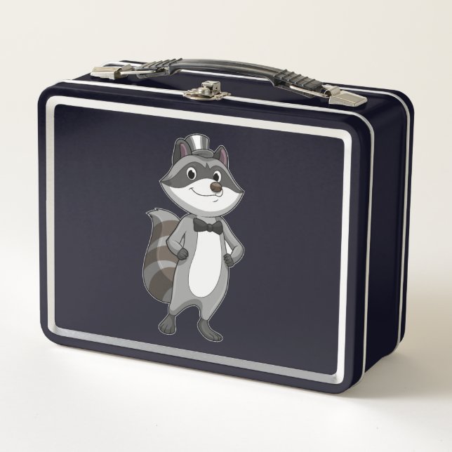 Raccoon as Groom with Tie Metal Lunch Box (Front)