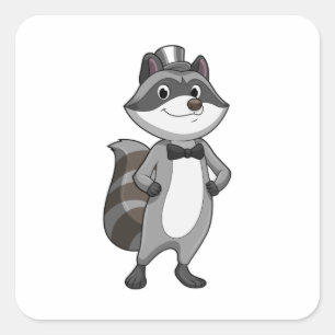 Raccoon as Groom with Tie Square Sticker