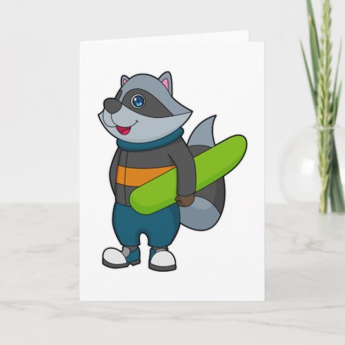 Raccoon as Snowboarder with Snowboard Card