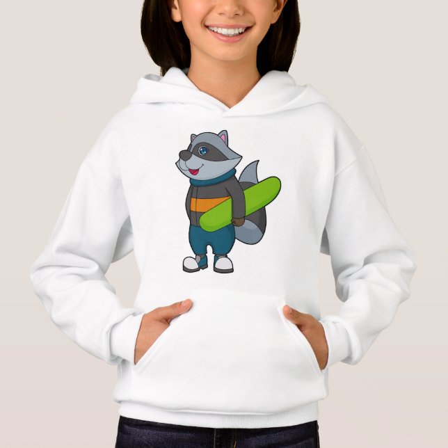 Raccoon as Snowboarder with Snowboard Hoodie (Front)