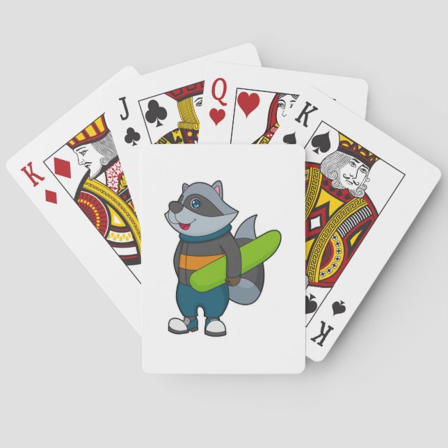 Raccoon as Snowboarder with Snowboard Poker Cards (Back)