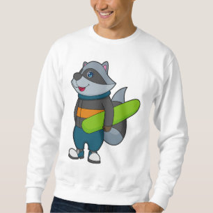 Raccoon as Snowboarder with Snowboard Sweatshirt