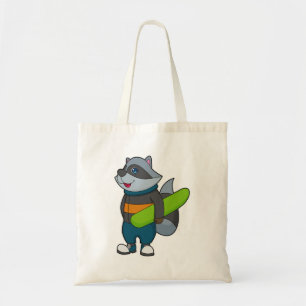 Raccoon as Snowboarder with Snowboard Tote Bag