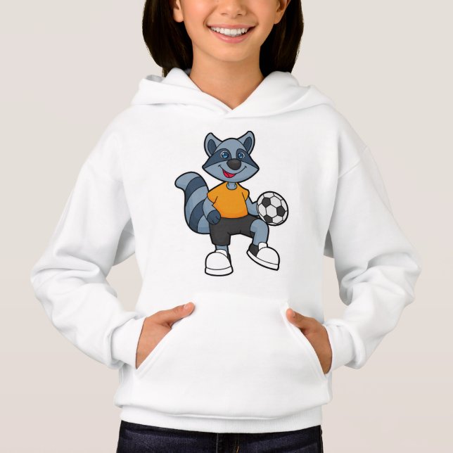 Raccoon as Soccer player with Soccer ball Hoodie (Front)
