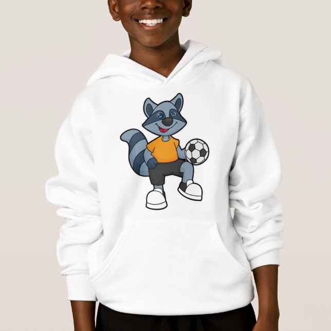 Raccoon as Soccer player with Soccer ball Hoodie (Front)