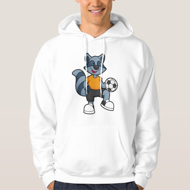 Raccoon as Soccer player with Soccer ball Hoodie (Front)
