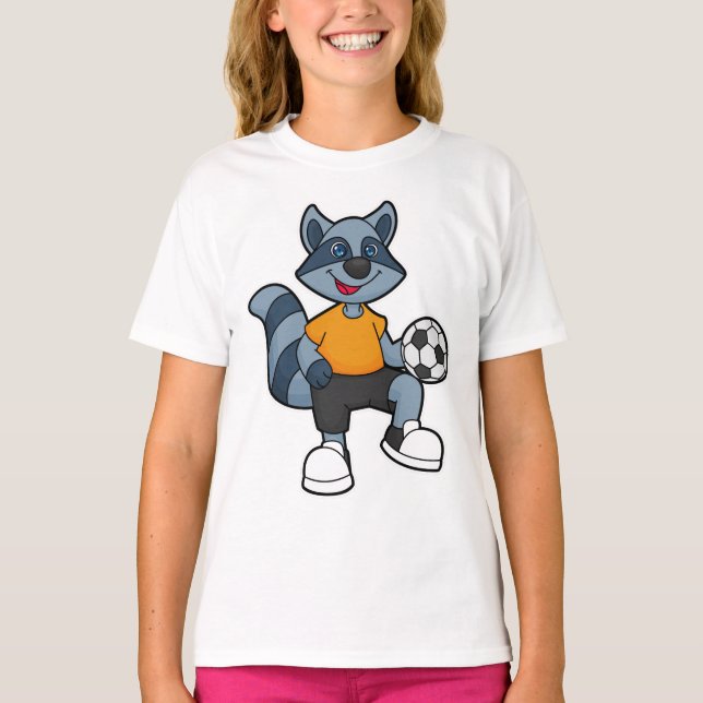 Raccoon as Soccer player with Soccer ball T-Shirt (Front)