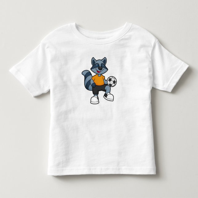 Raccoon as Soccer player with Soccer ball Toddler T-shirt (Front)