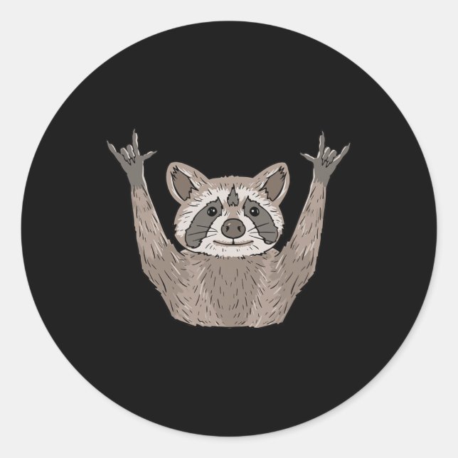 Raccoon Asl Hand Gesture Deaf Hearing Loss Awarene Classic Round Sticker (Front)