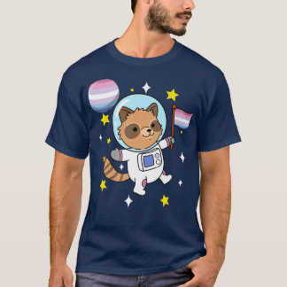 Raccoon Astronaut Bigender Pride T-Shirt
