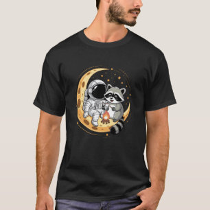 Raccoon Astronaut Bonfire Camping Crescent Moon T-Shirt