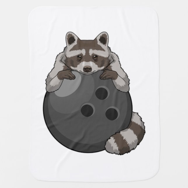 Raccoon at Bowling with Bowling ball Baby Blanket (Front)