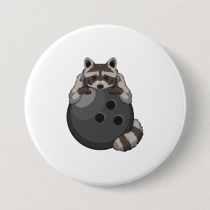 Raccoon at Bowling with Bowling ball Button