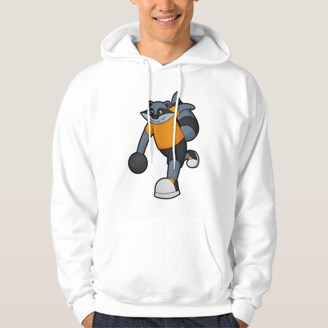 Raccoon at Bowling with Bowling ball Hoodie (Front)