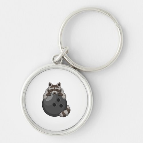 Raccoon at Bowling with Bowling ball Keychain