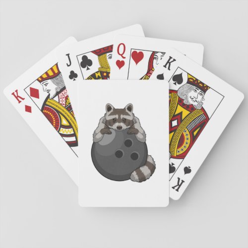 Raccoon at Bowling with Bowling ball Poker Cards