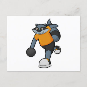 Raccoon at Bowling with Bowling ball Postcard