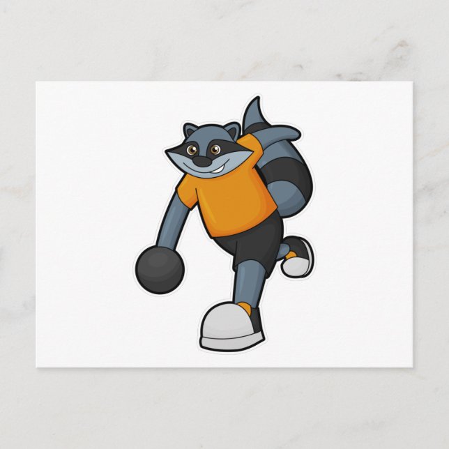 Raccoon at Bowling with Bowling ball Postcard (Front)