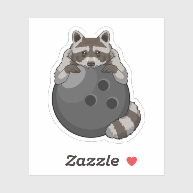 Raccoon at Bowling with Bowling ball Sticker (Sheet)