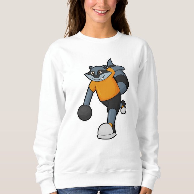 Raccoon at Bowling with Bowling ball Sweatshirt (Front)