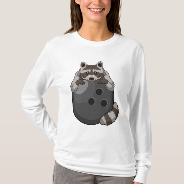 Raccoon at Bowling with Bowling ball T-Shirt (Front)